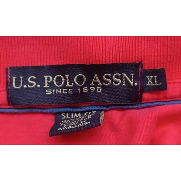 U S Polo Assn Slim Cut Polo Shirt Red Mens Size XL - Picture 3 of 4